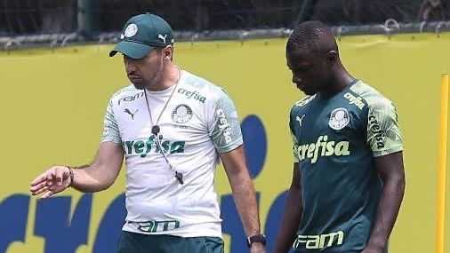 Abel Ferreira e Marino Hinestroza pelo Palmeiras, em 2020