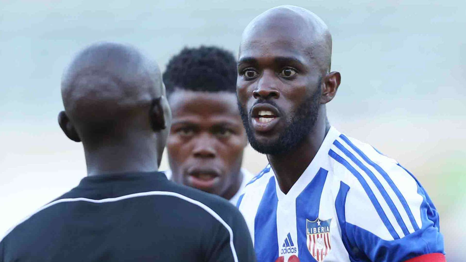 Agitated Liberia players protested to match officials at the decision to allow the goal to stand