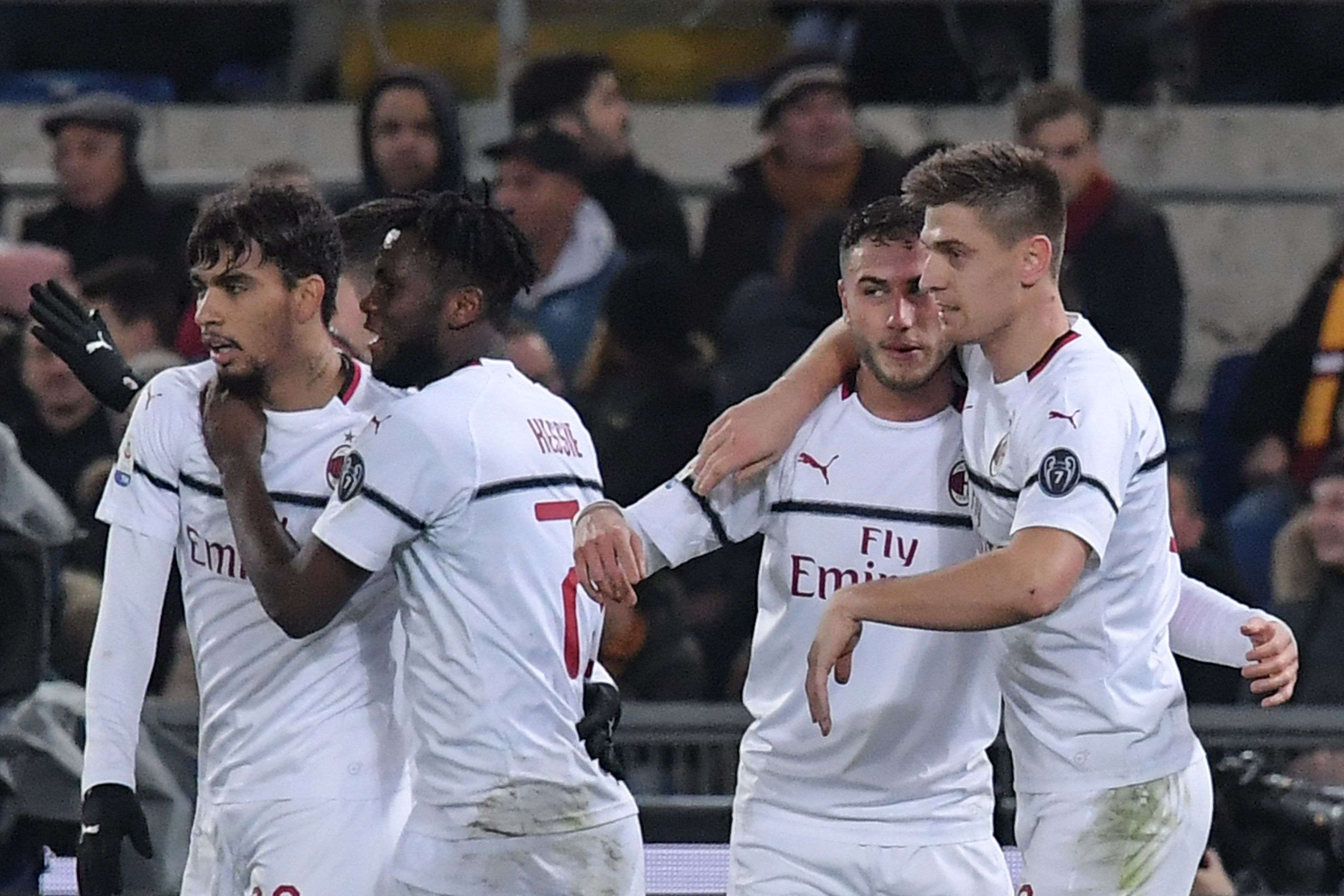 Milan celebrates Piatek vs. Roma
