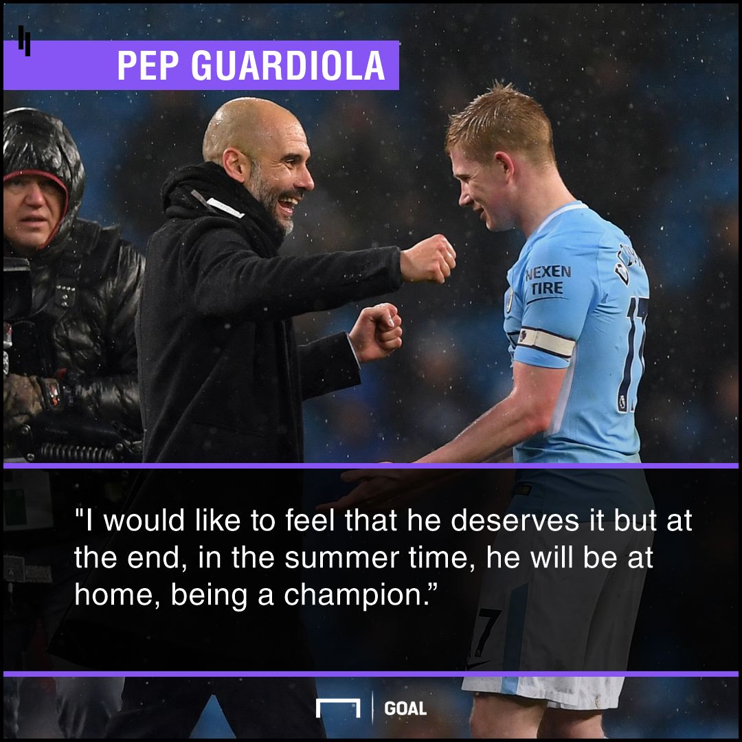 Pep Guardiola De Bruyne quote PFA