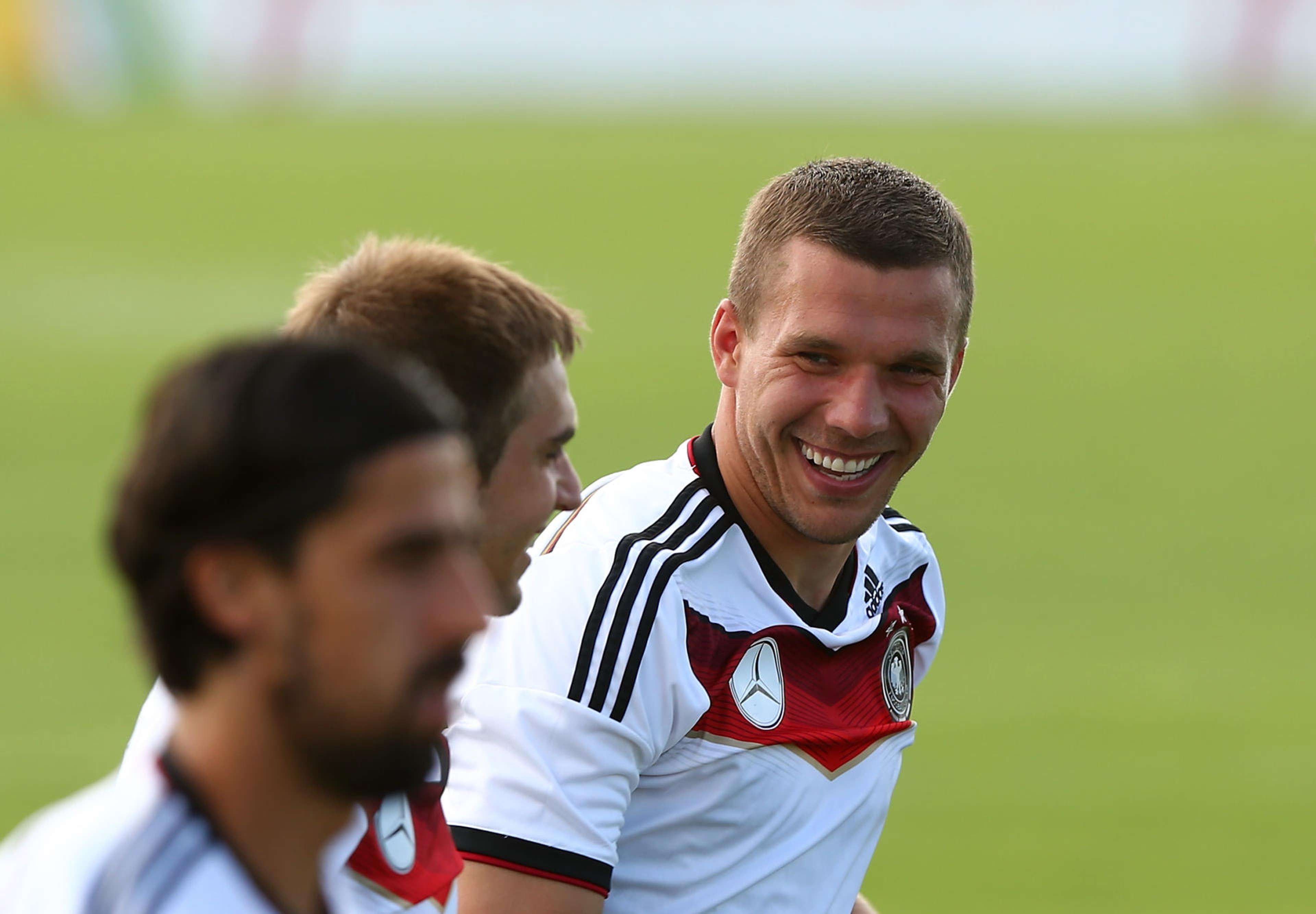 Lukas Podolski, Sami Khedira, Germany training 061414