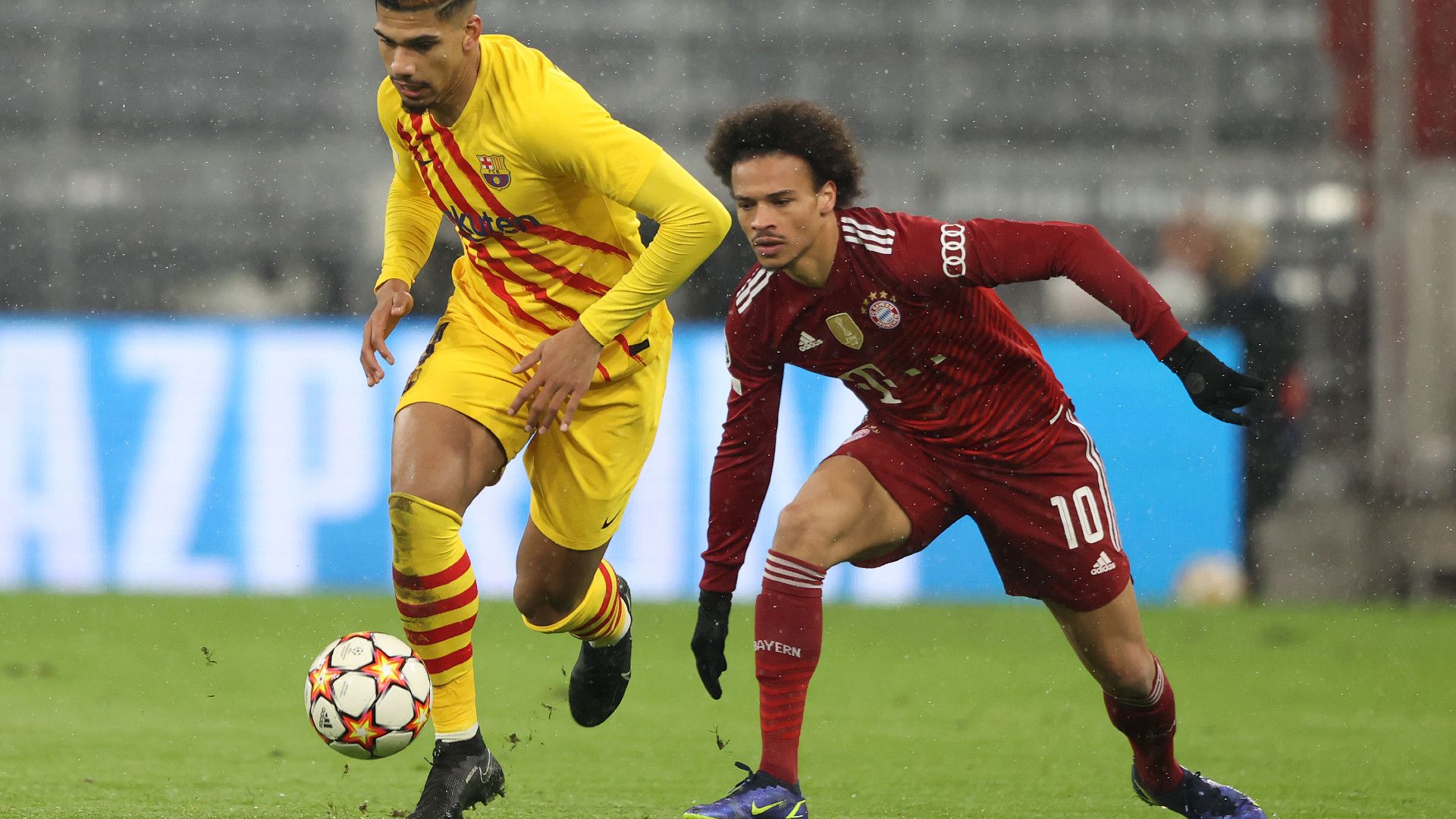RONALD ARAUJO BARCELONA LEROY SANE BAYERN MÜNCHEN CHAMPIONS LEAGUE 08122021