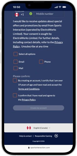 sports interaction registration step 5