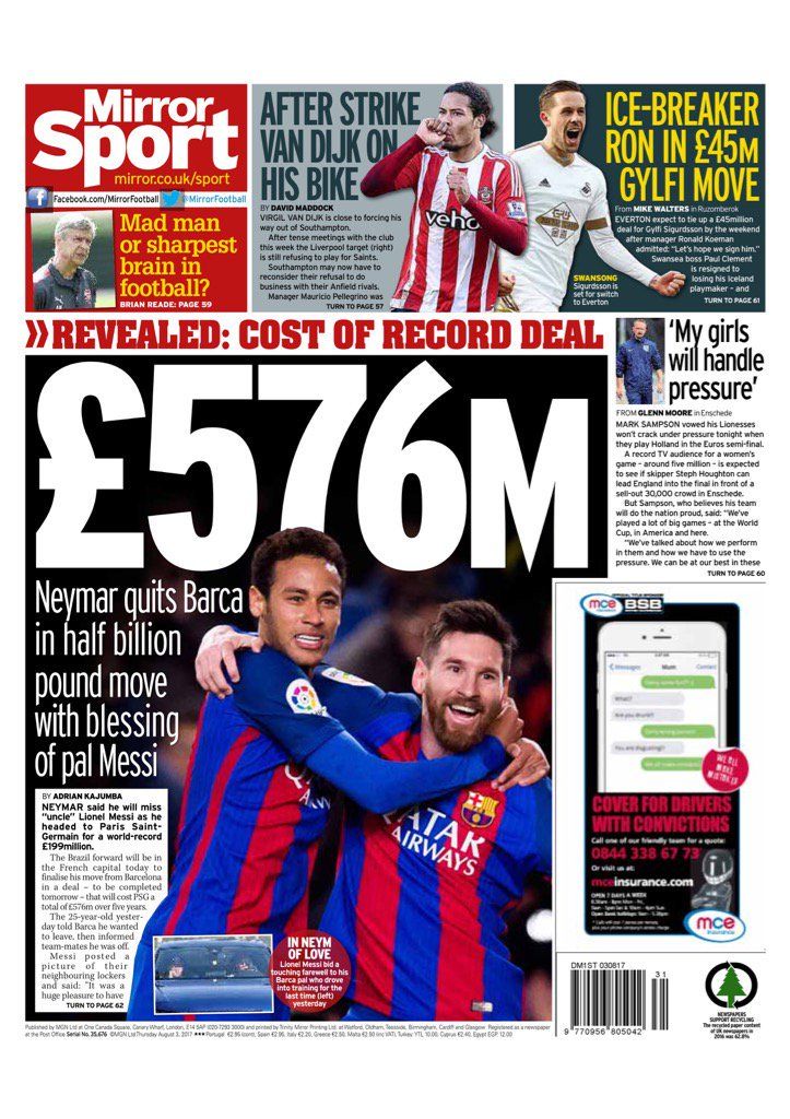 Neymar - Revue de presse - The Sun