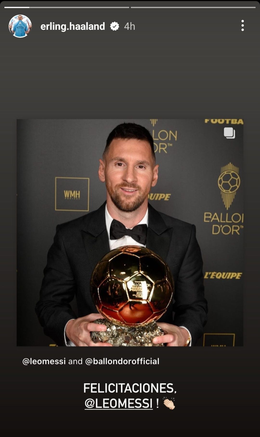 Erling Haaland Lionel Messi Instagram