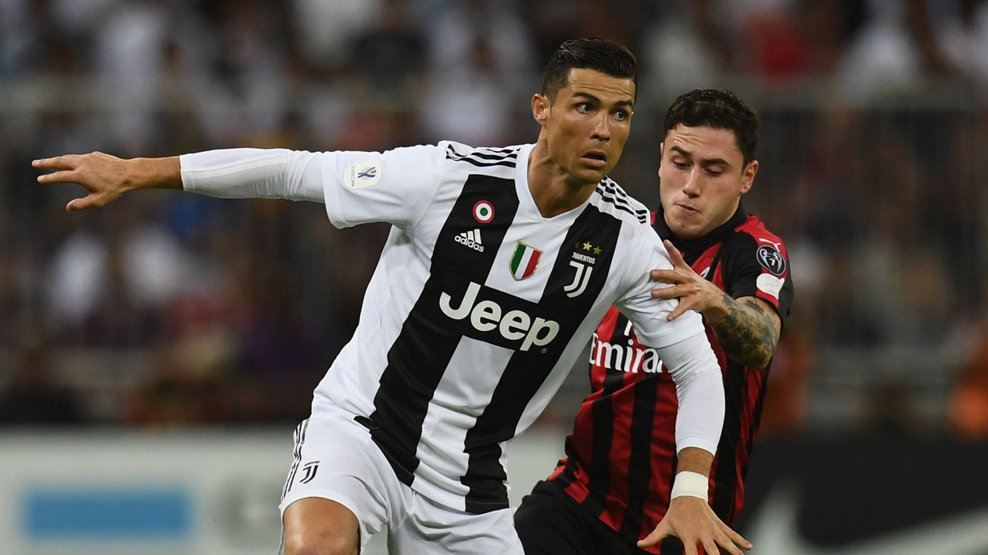 Cristiano Ronaldo, Davide Calabria, Juventus vs AC Milan