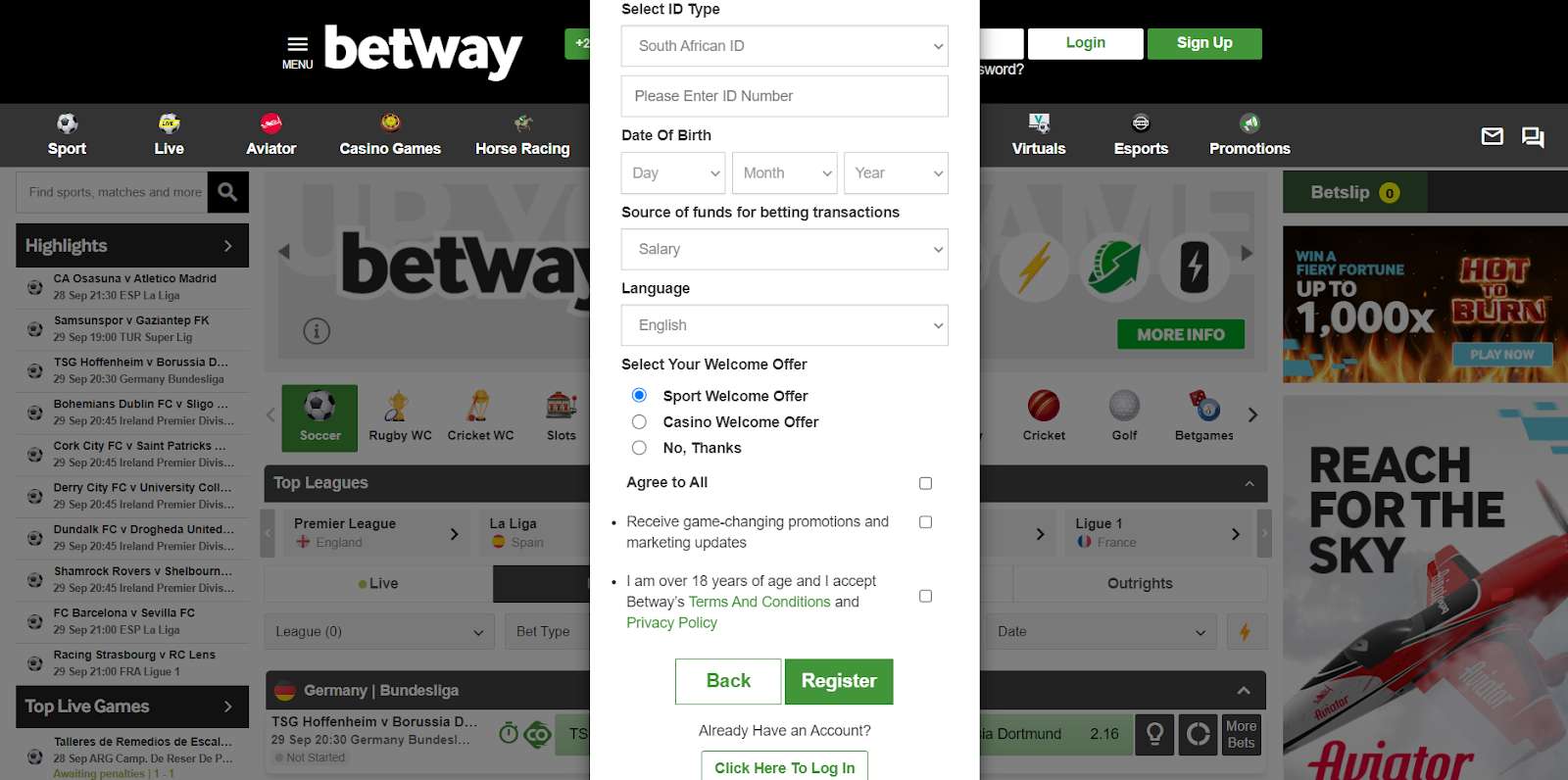 betway south africa registration process 3