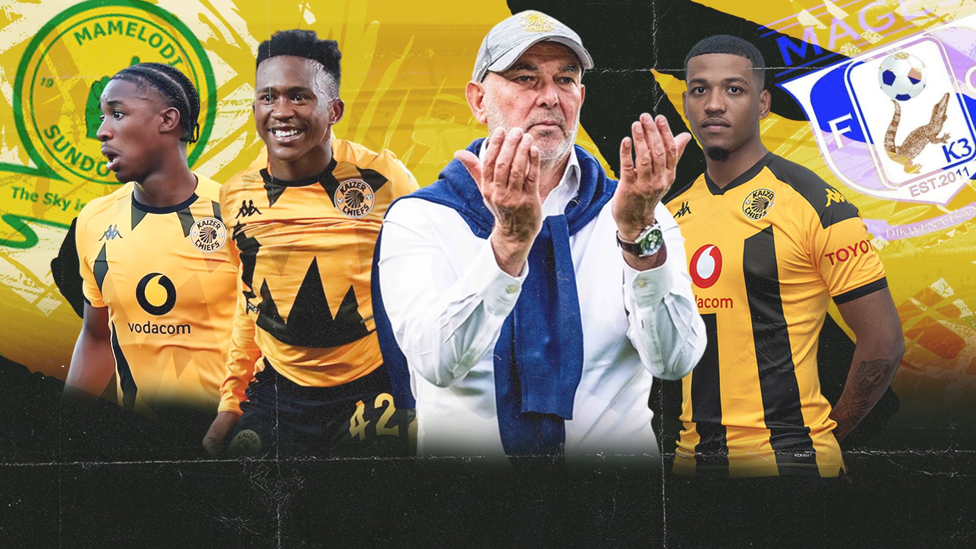 Nasreddine Nabi, Samkelo Zwane, Mduduzi Shabalala and Rushwin Dortley of Kaizer Chiefs