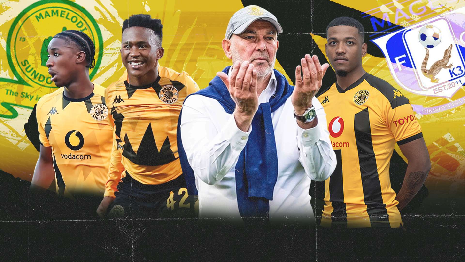 Nasreddine Nabi, Samkelo Zwane, Mduduzi Shabalala and Rushwin Dortley of Kaizer Chiefs