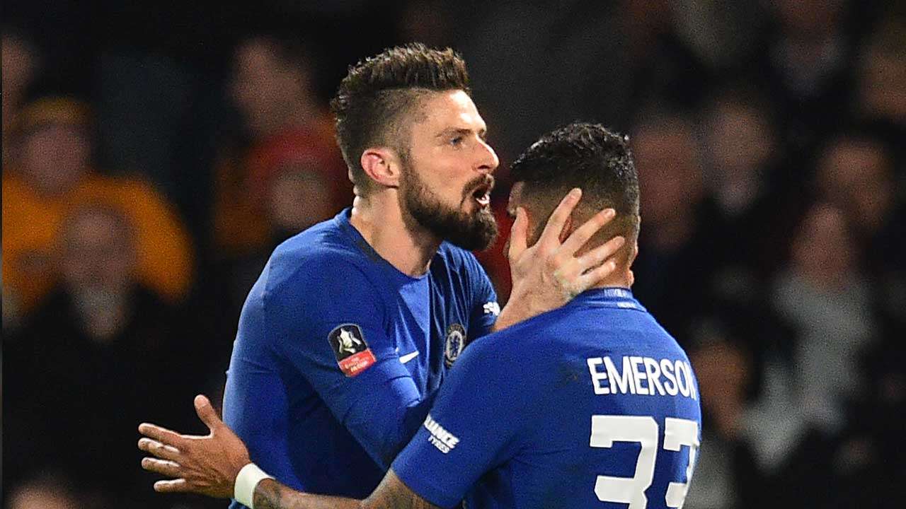 Olivier Giroud and Emerson Palmieri