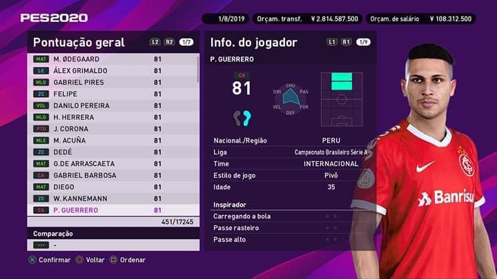 Guerrero Brasileirao PES 2020