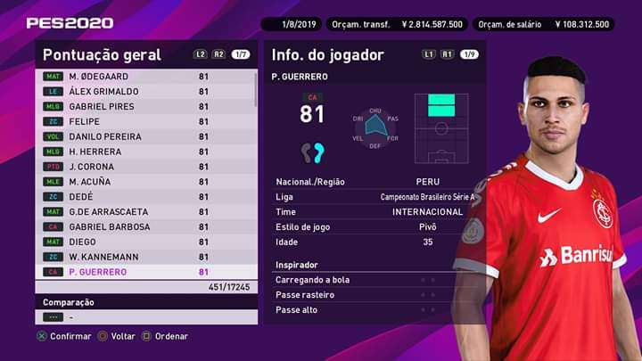 Guerrero Brasileirao PES 2020