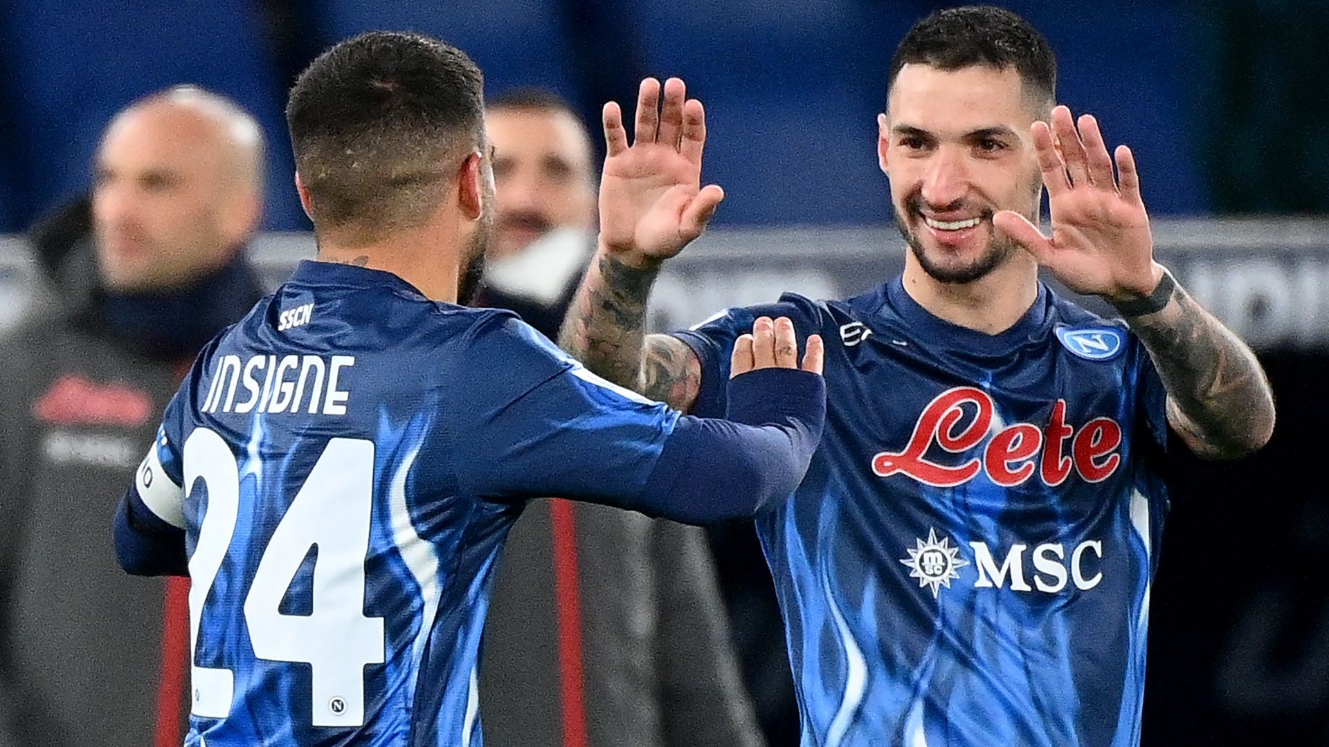 Insigne Politano Lazio Napoli celebrating Serie A