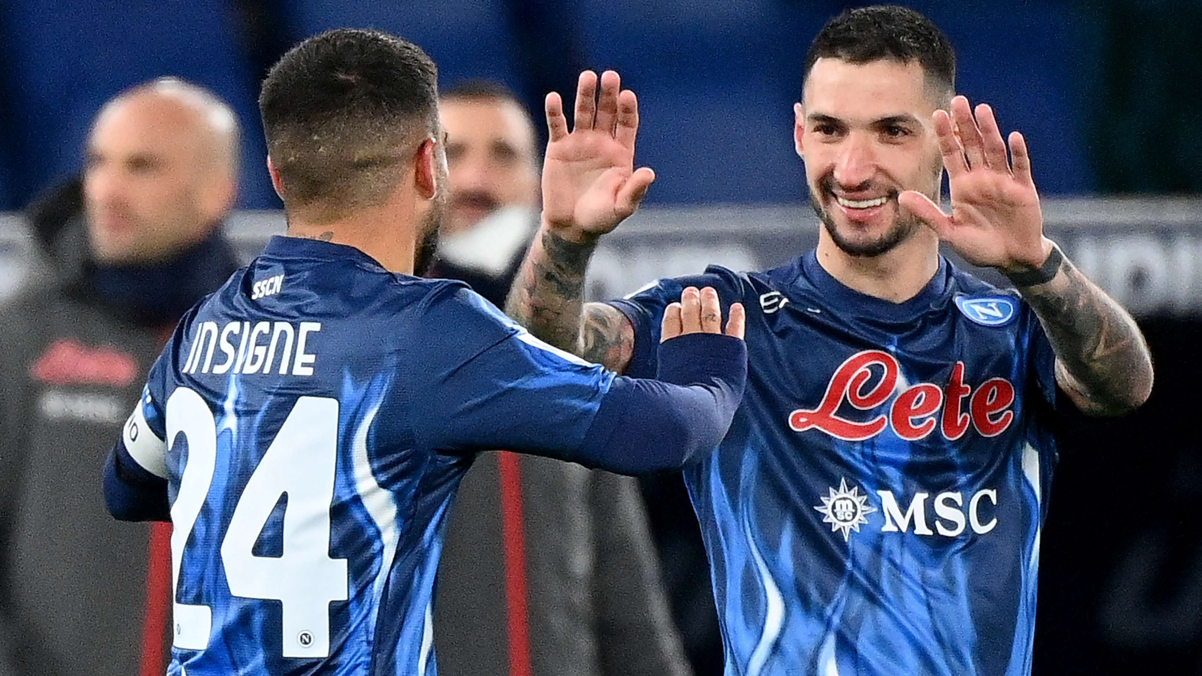 Insigne Politano Lazio Napoli celebrating Serie A