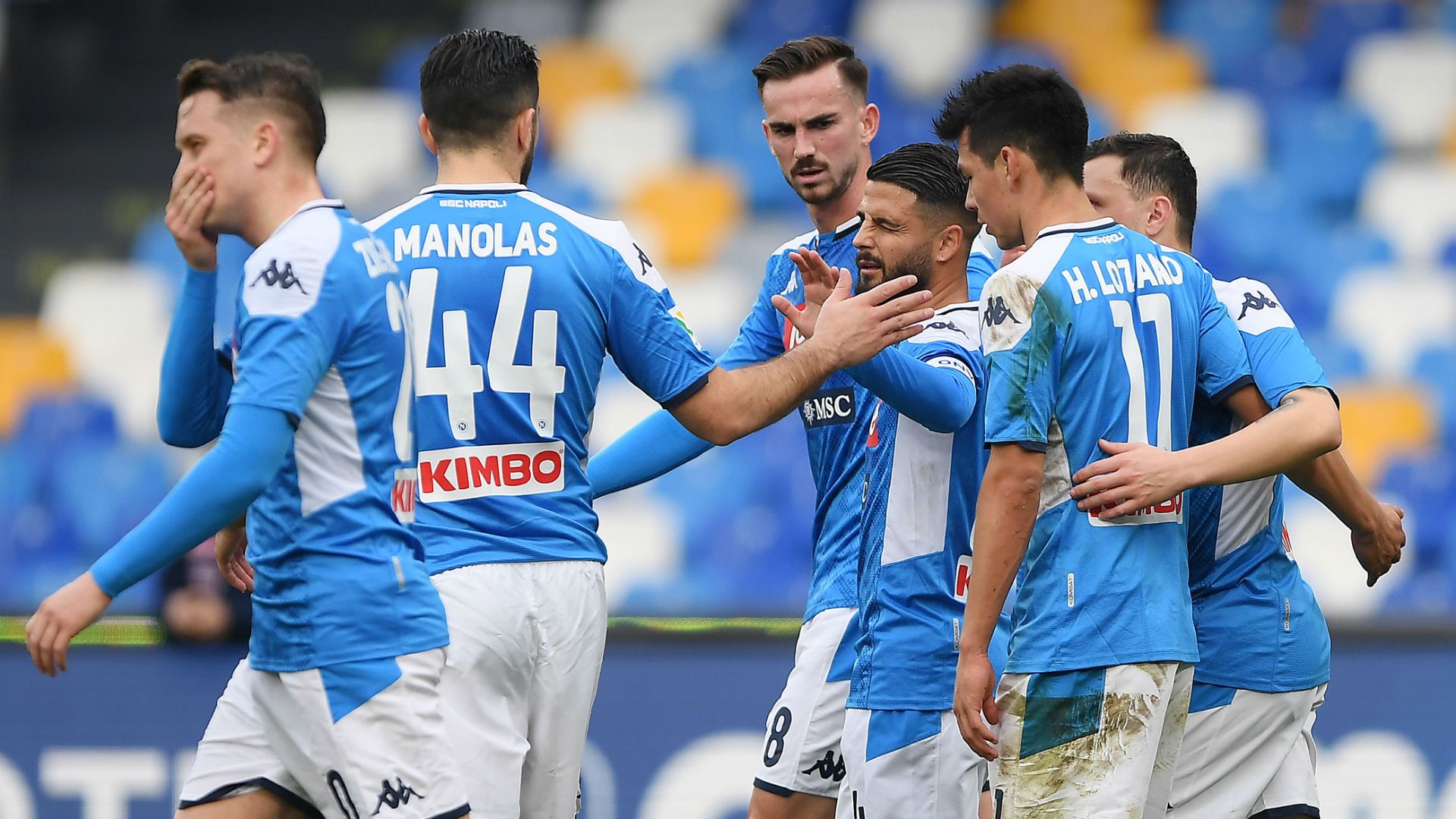 Napoli celebrating Perugia Insigne Coppa Italia