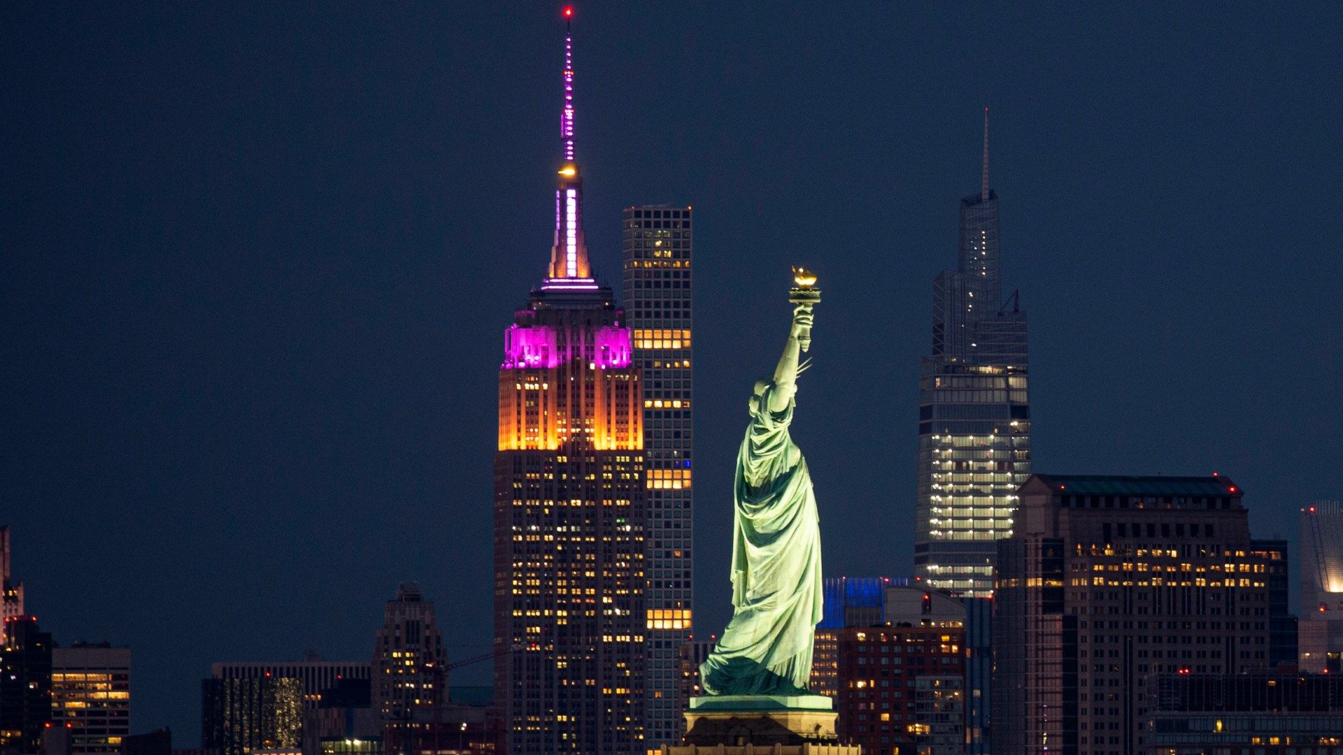New York general view Empire State Building Statue of Liberty