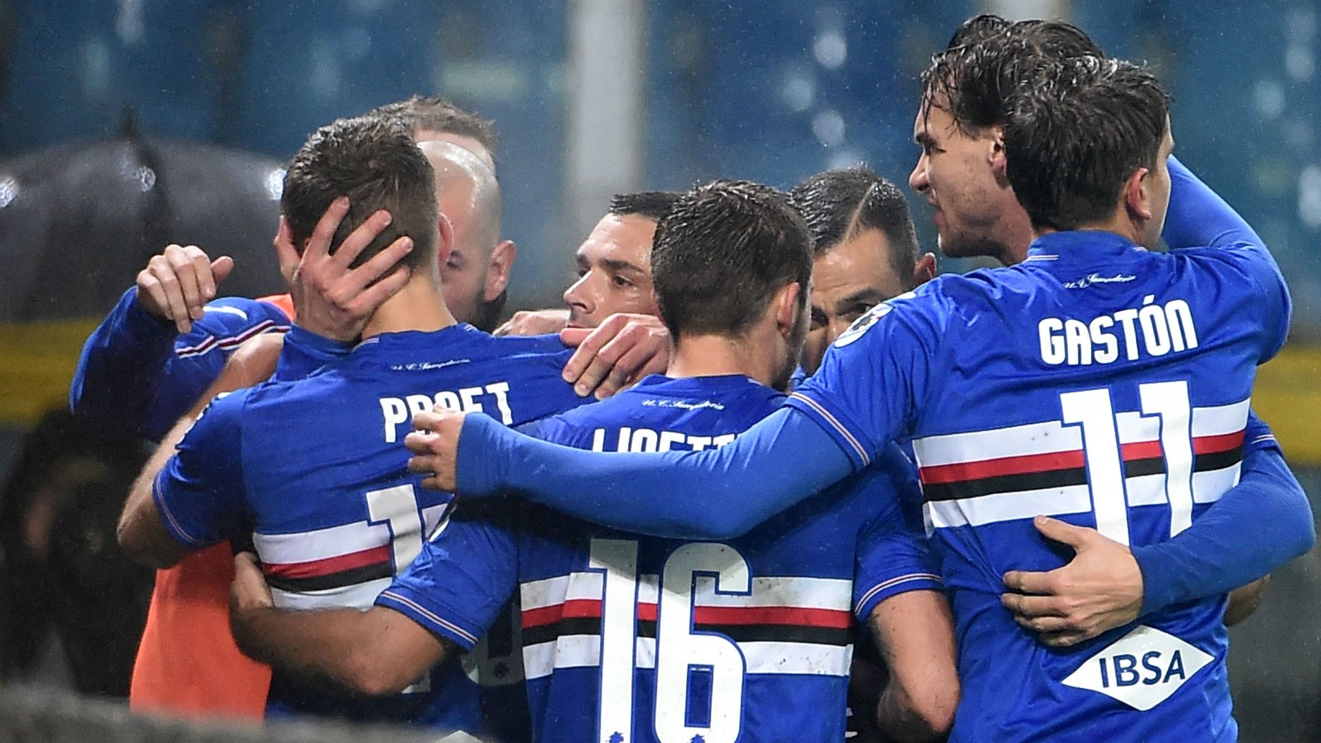 Sampdoria celebrating Sampdoria Parma Serie A
