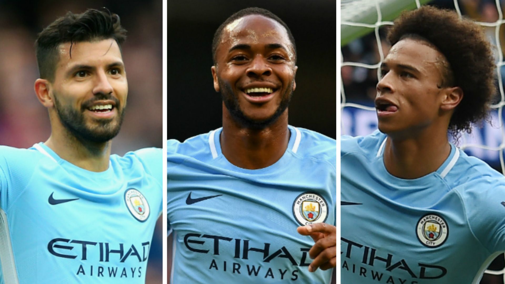 Sergio Aguero Raheem Sterling Leroy Sane Man City