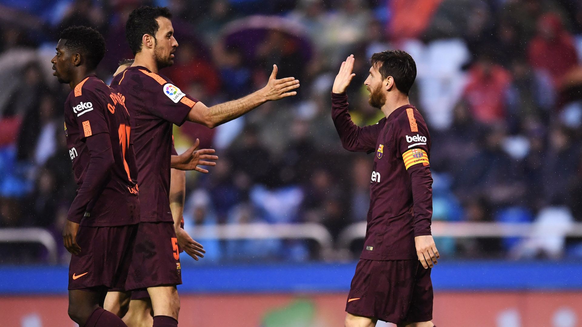 Busquets Messi Barcelona Deportivo de La Coruña LaLiga