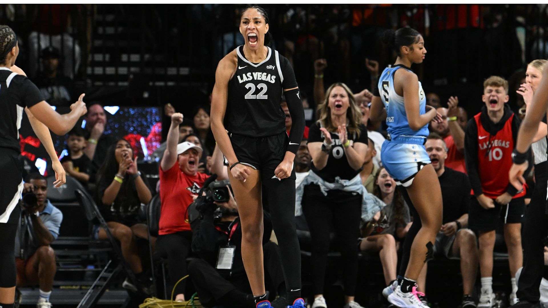 A'ja Wilson #22 of the Las Vegas Aces