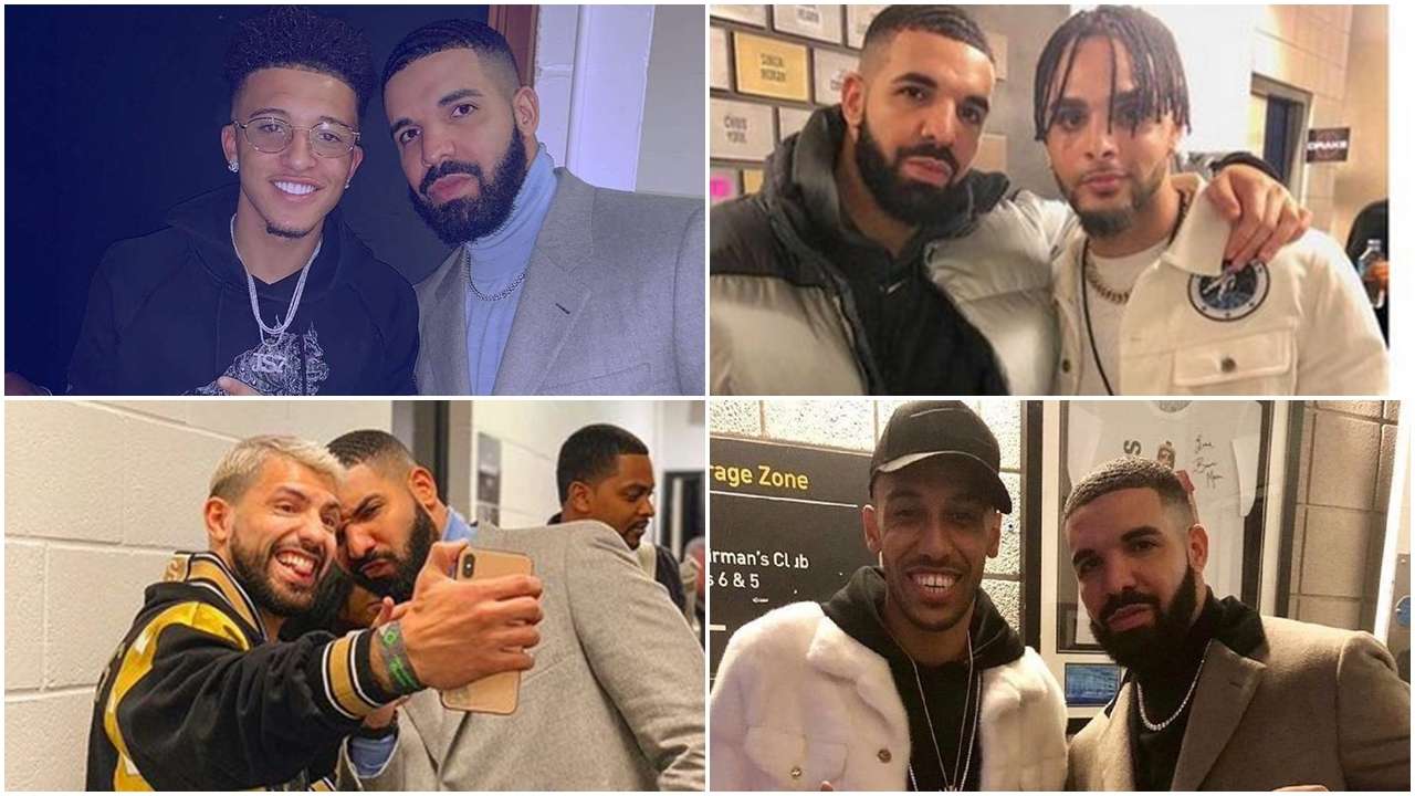 Drake with football players