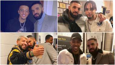 Drake with football players