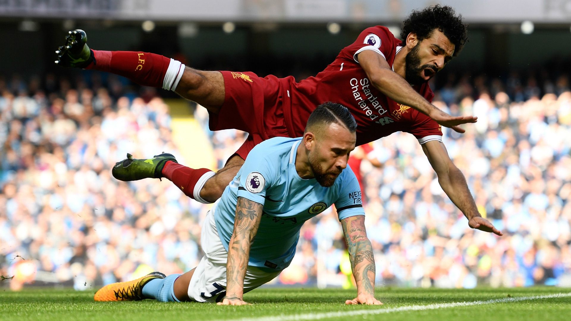 Mohamed Salah Nicolas Otamendi Liverpool Manchester City