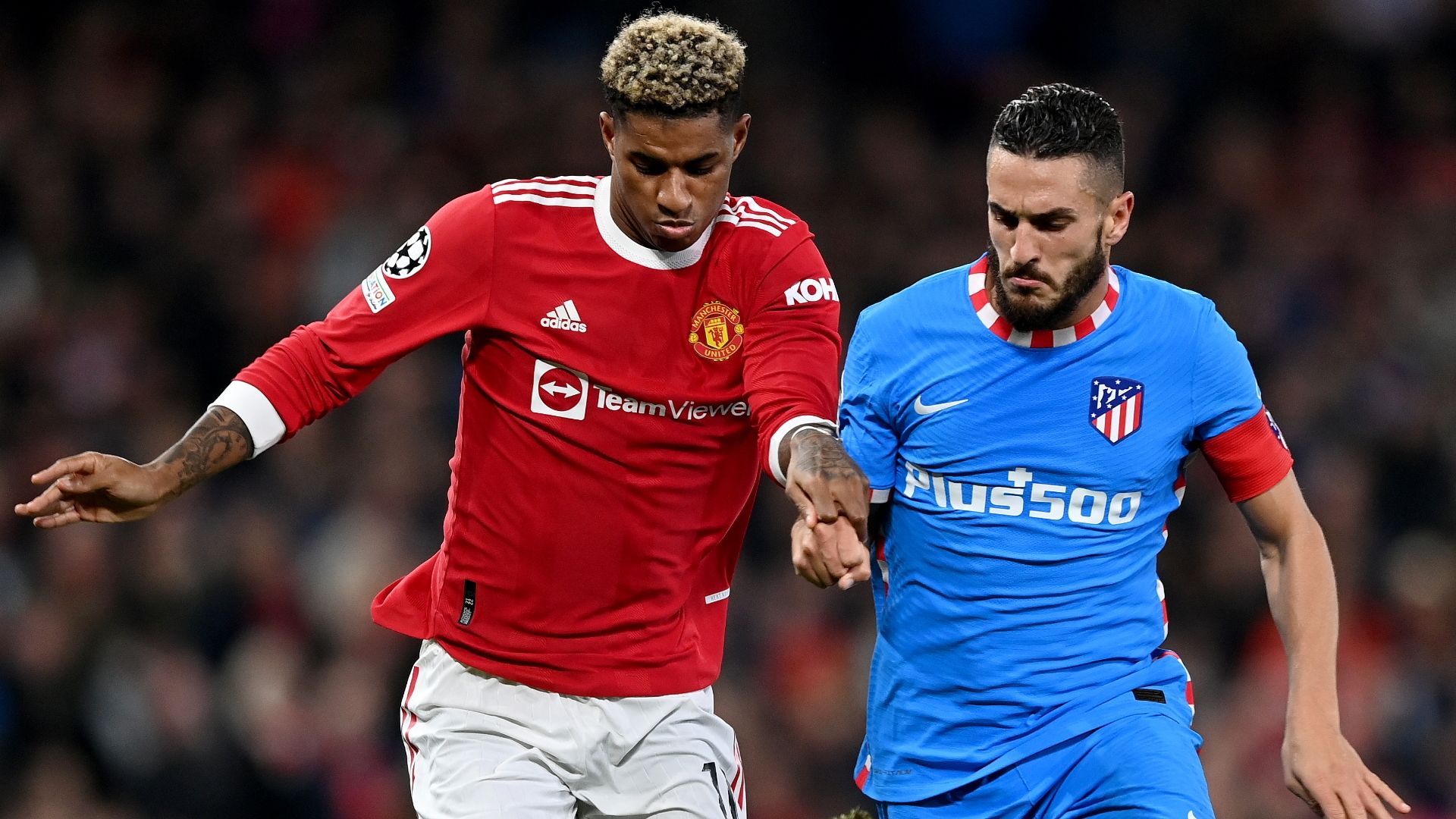 Marcus Rashford, Koke, Man Utd vs Atletico Madrid UCL