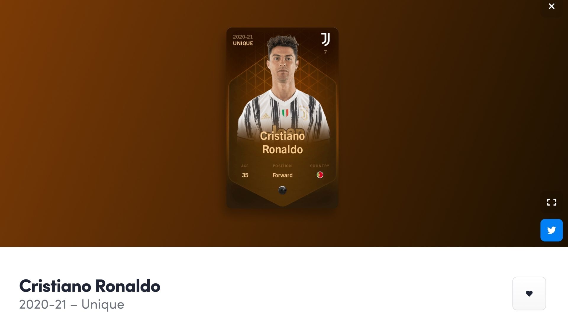 Cristiano Ronaldo Sorare Unique card