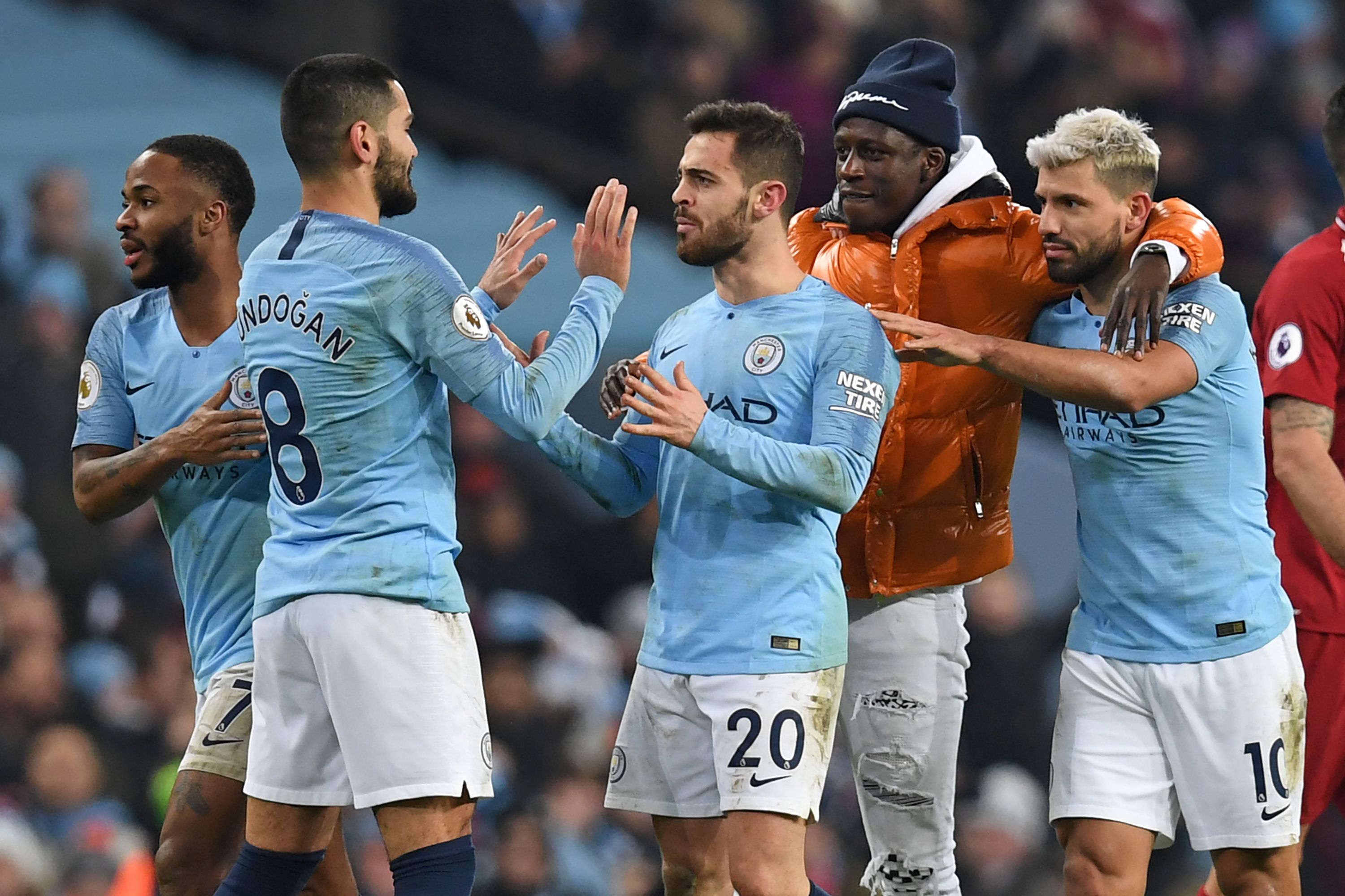 Benjamin Mendy celebrating with teammates