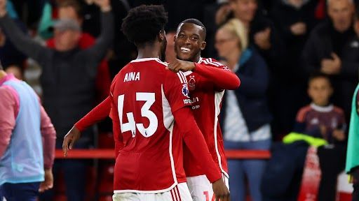 Callum Hudson-Odoi celebrates scoring for Nottingham Forest