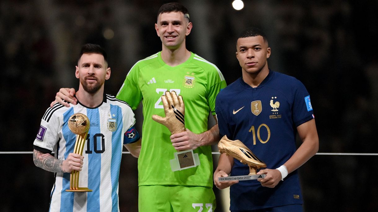 Emiliano Martinez Kylian Mbappe Lionel Messi France Argentina