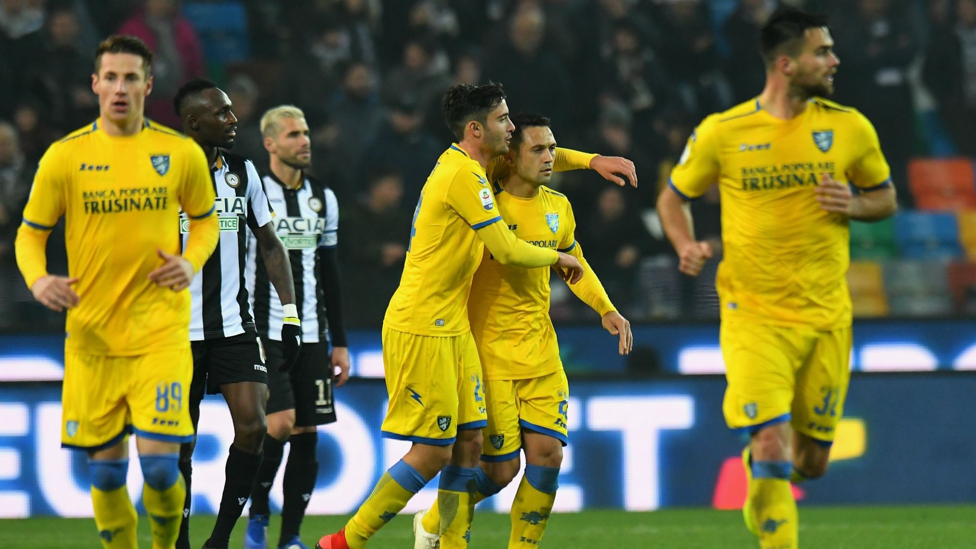 Frosinone celebrating Udinese Frosinone Serie A