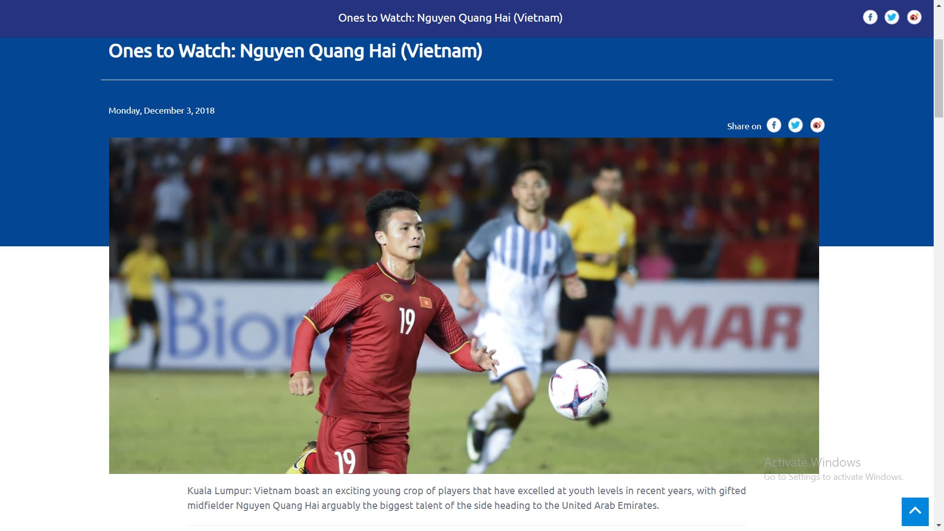 Quang Hai Vietnam AFC Asian Cup