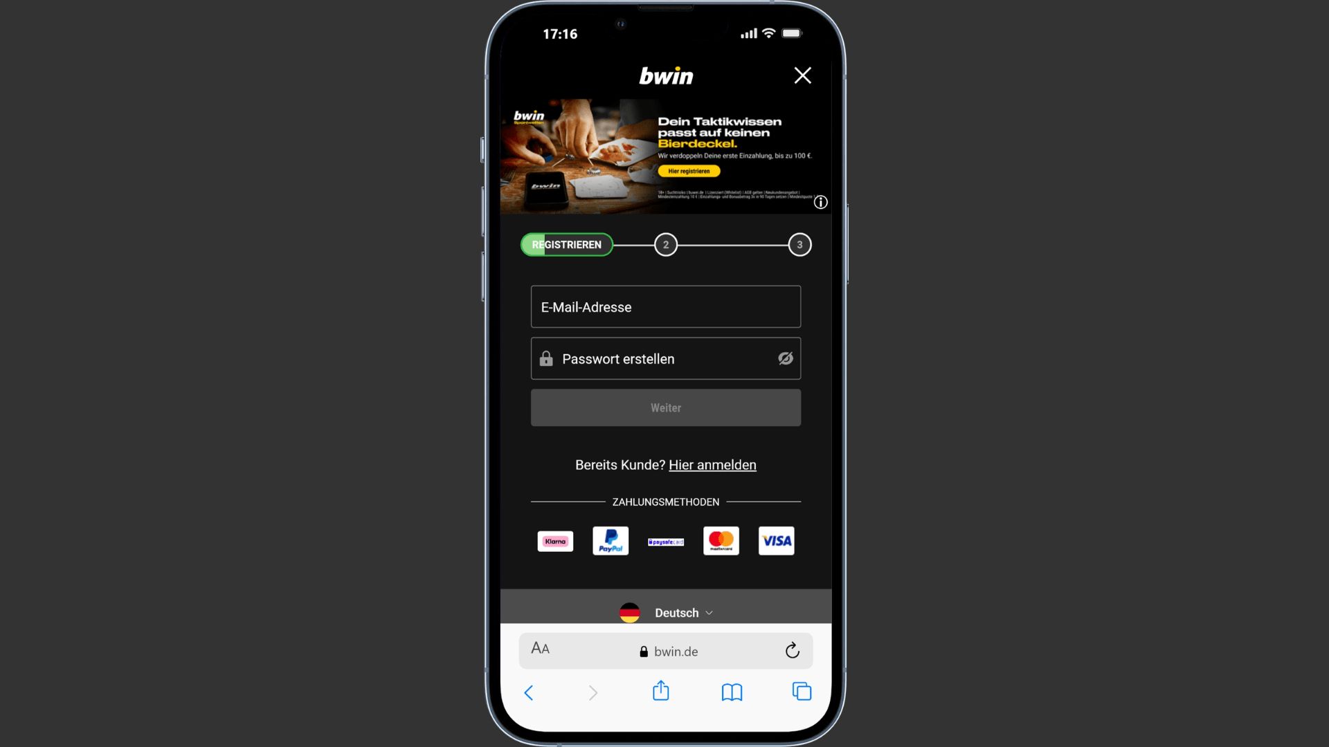 bwin registrieren