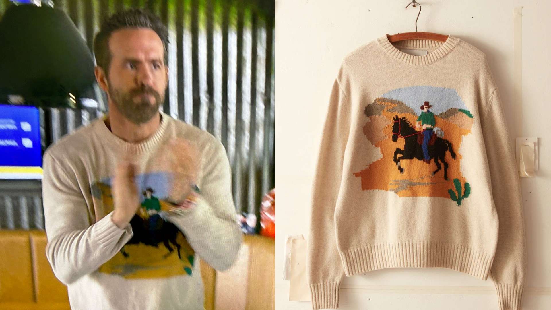 Ryan Reynolds lucky Wrexham cowboy sweater