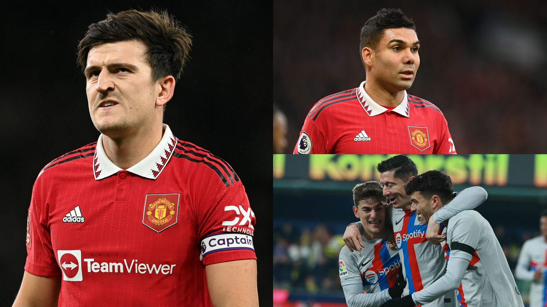 Harry Maguire Casemiro Man Utd vs Barcelona 