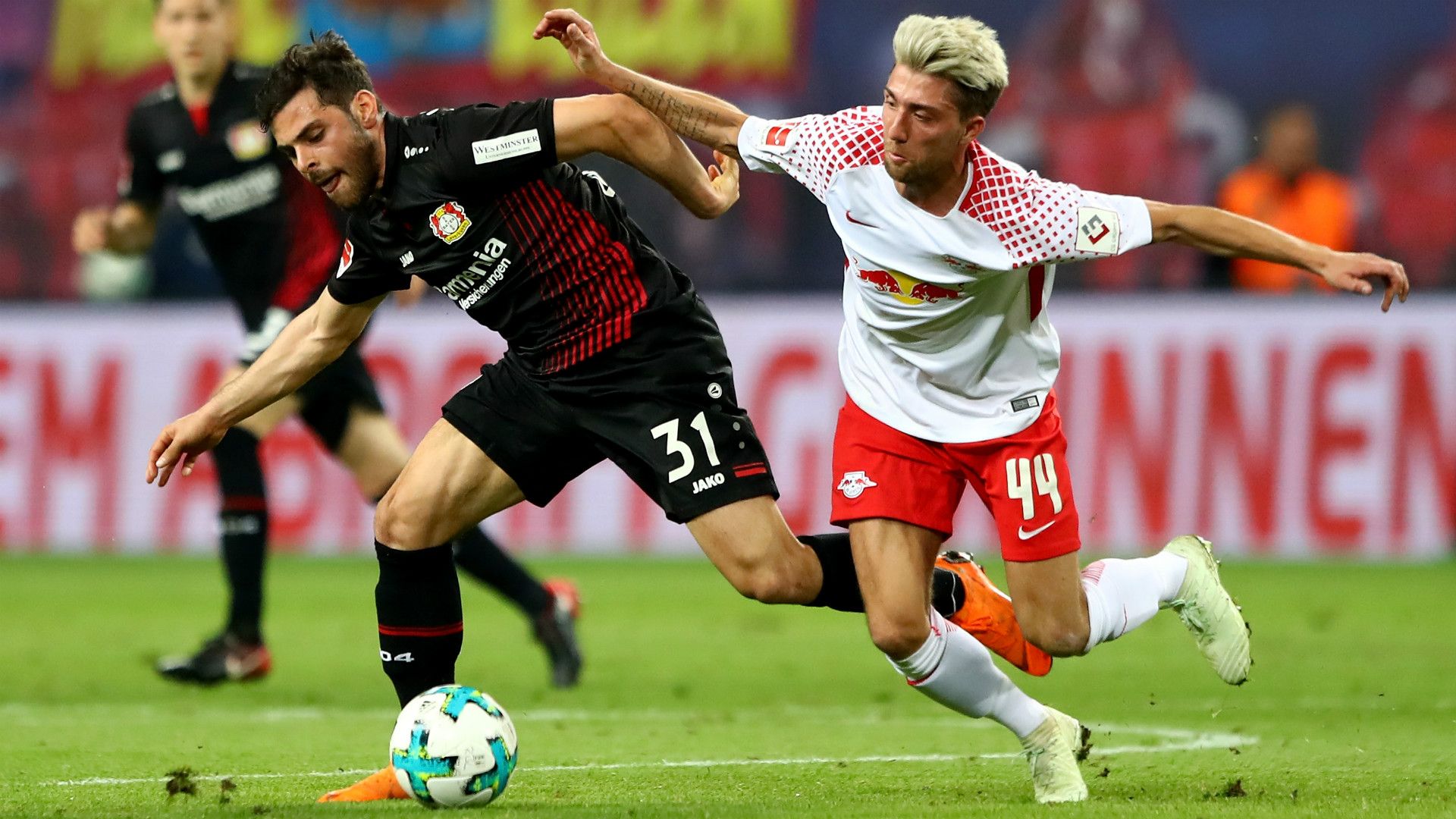KEVIN VOLLAND BAYER LEVERKUSEN KEVIN KAMPL RB LEIPZIG GERMAN BUNDESLIGA 09042018
