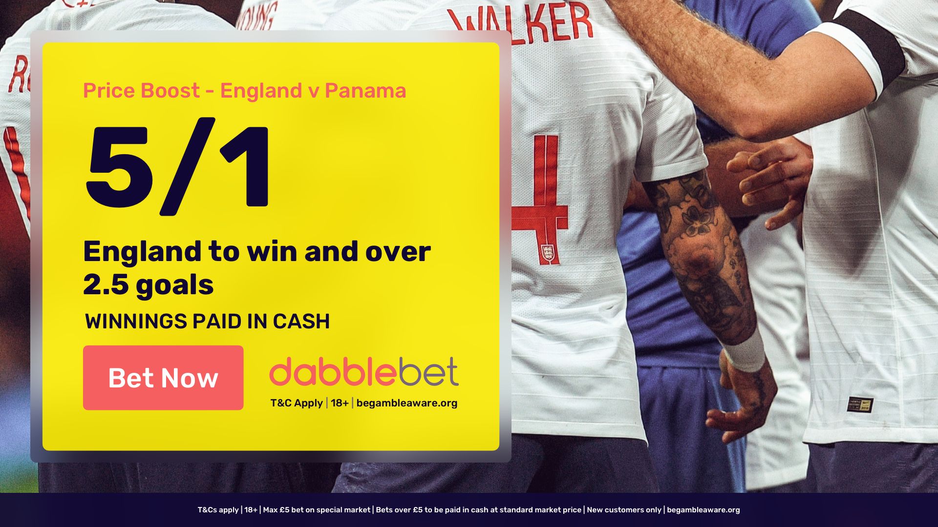 dabblebet new customer offer England v Panama