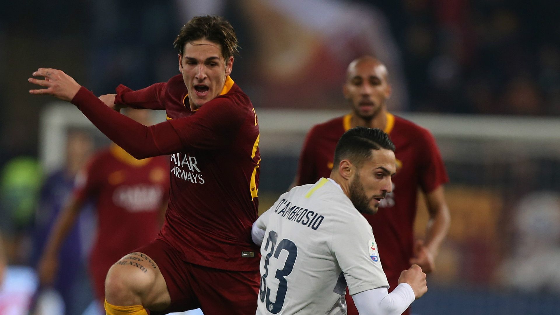 Nicolò Zaniolo Danilo D'Ambrosio Roma Inter