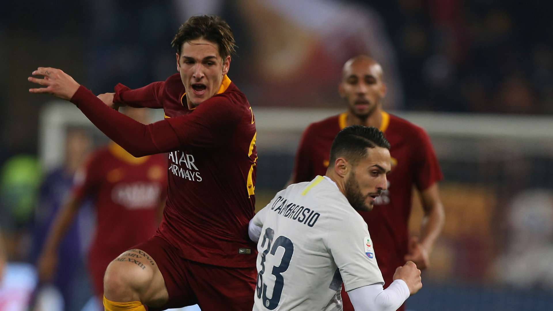 Nicolò Zaniolo Danilo D'Ambrosio Roma Inter