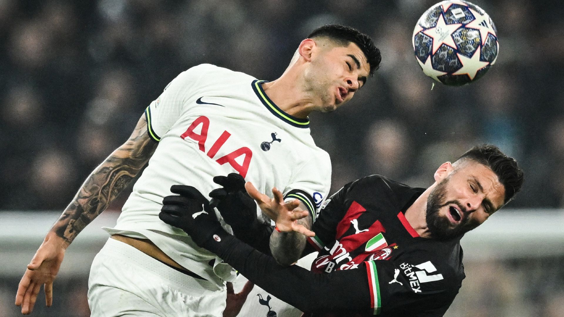 CRISTIAN ROMERO TOTTENHAM OLIVIER GIROUD MILAN CHAMPIONS LEAGUE 08032023