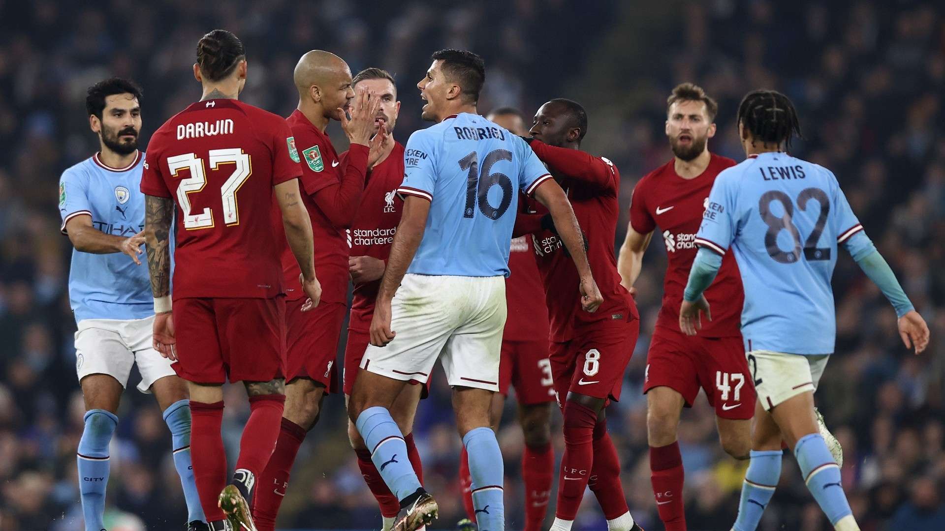 Rodri Fabinho Manchester City Liverpool 2022-23