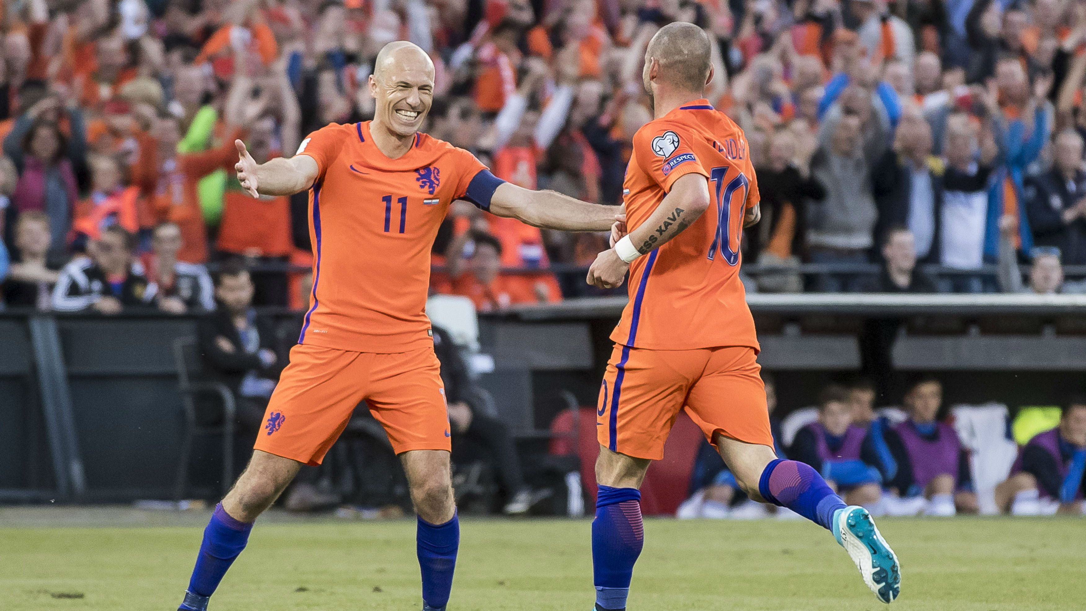 Wesley Sneijder, Arjen Robben, Nederland - Luxemburg, 09072017