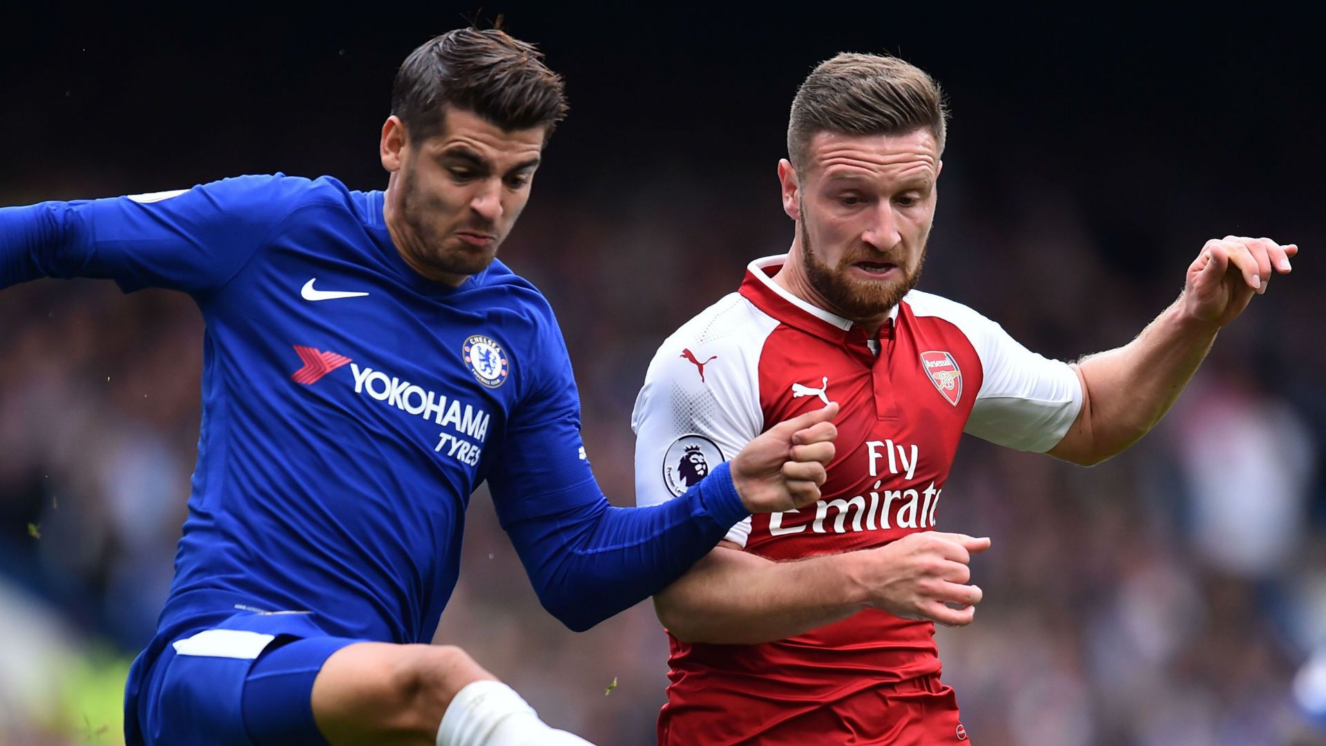 Alvaro Morata Chelsea Shkodran Mustafi Arsenal 17092017