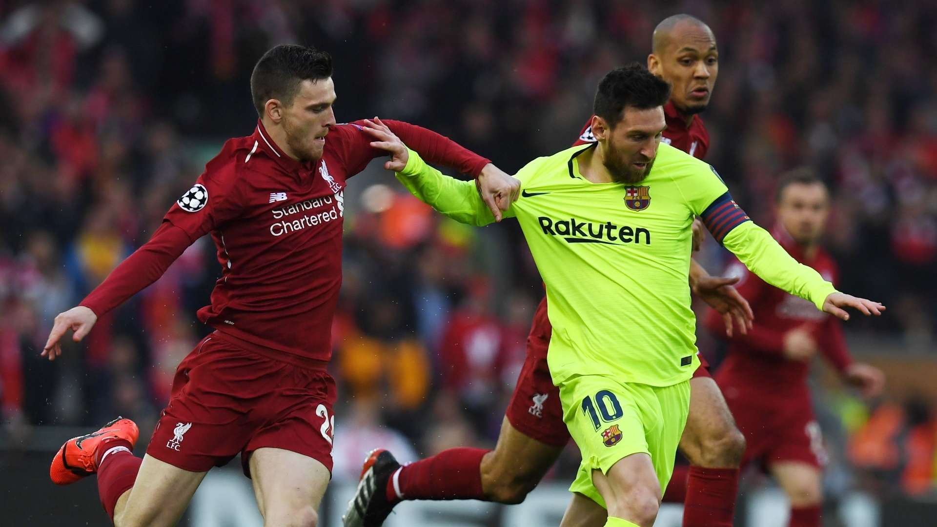Andy Robertson, Lionel Messi, Liverpool vs Barcelona 2018-19