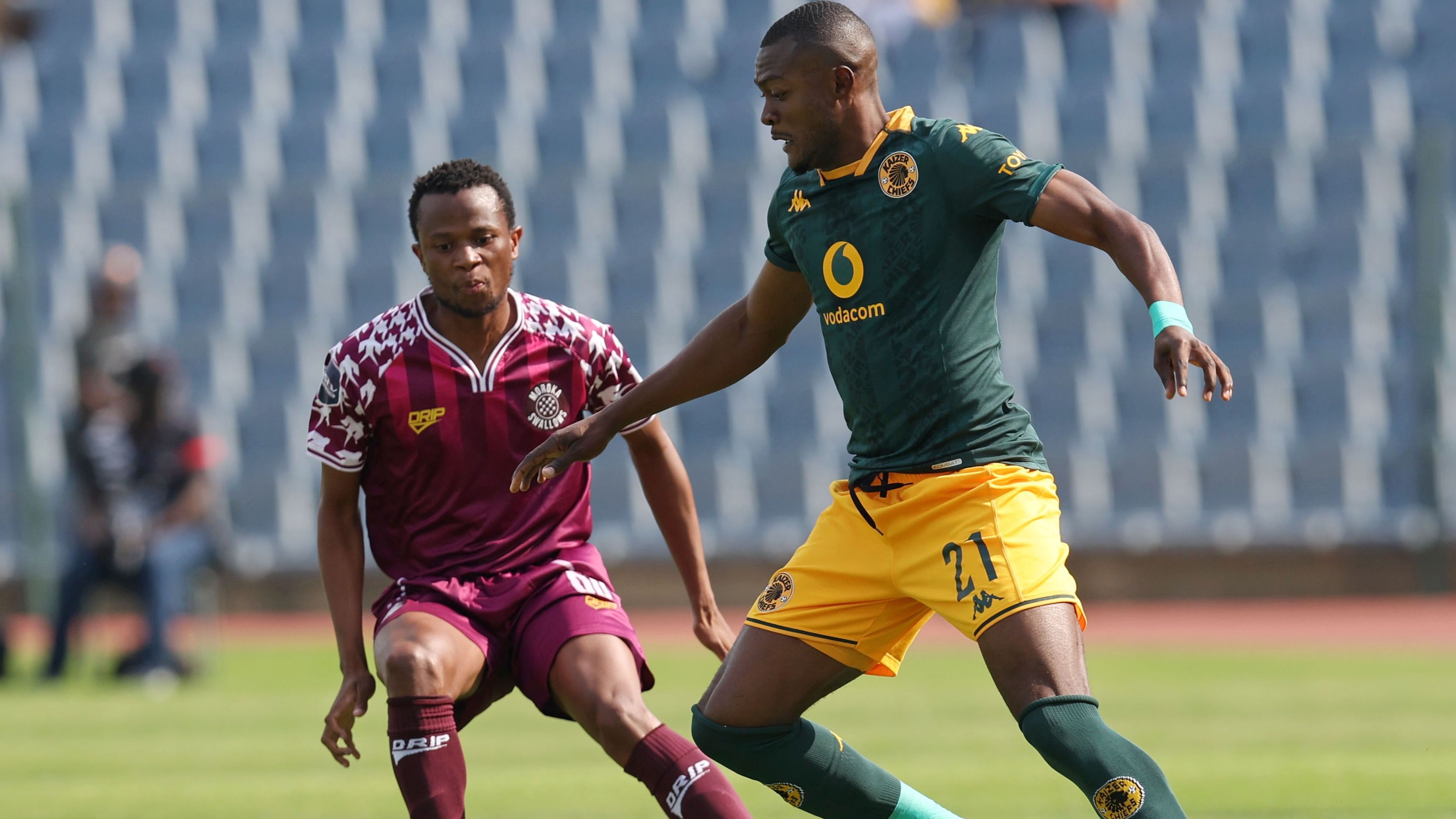Christian Saile of Kaizer Chiefs and Bongani Sam of Moroka Swallows