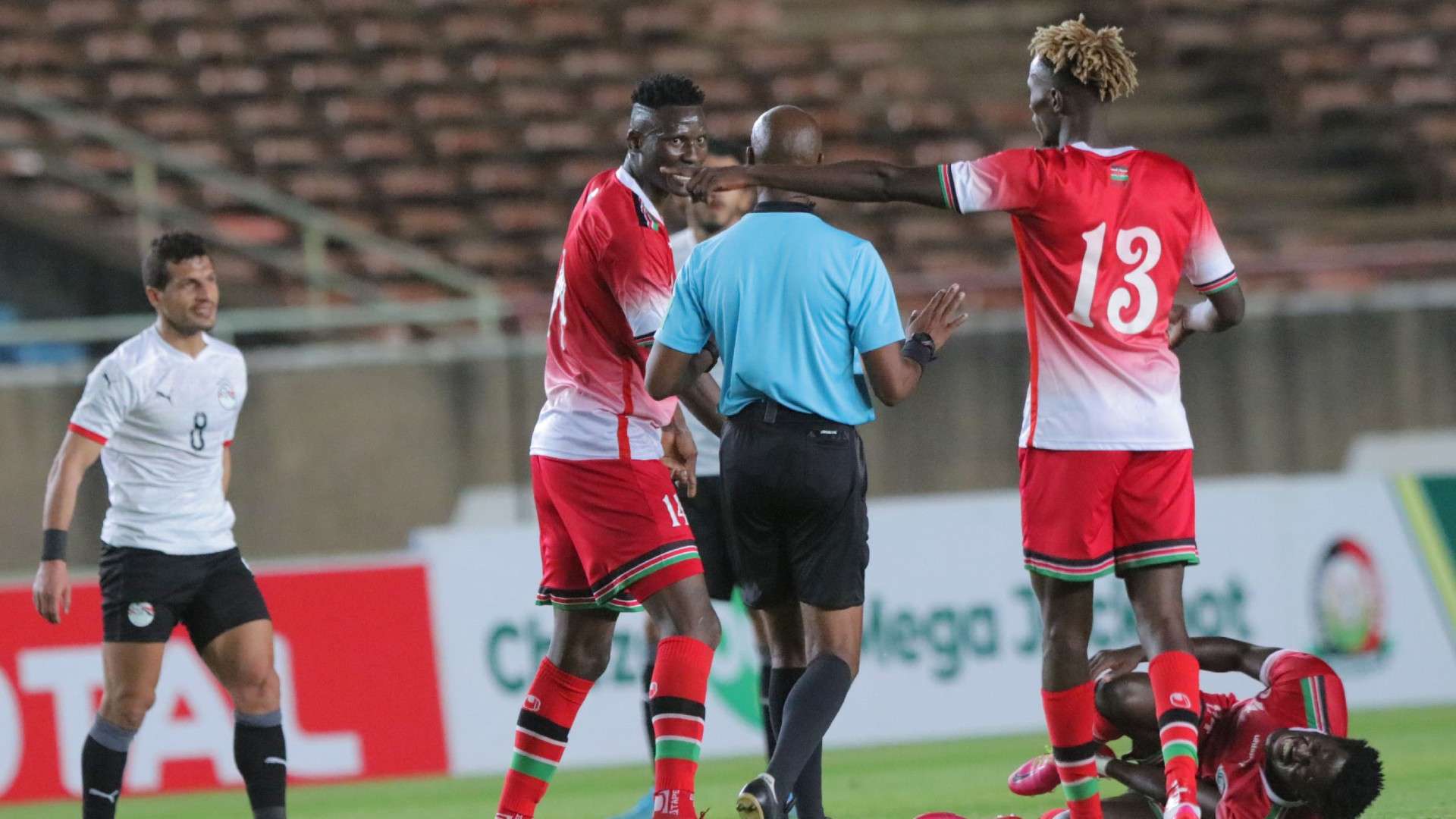 Kenneth Muguna of Kenya and Harambee Stars vs Egypt.