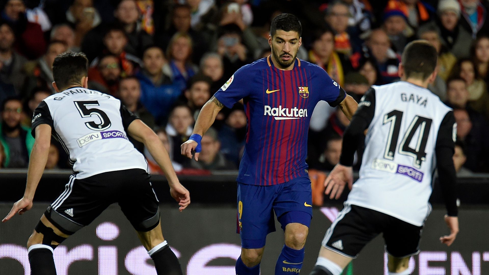 Valencia Barcelona 02082018 Copa del Rey Luis Suarez Gaya Gabriel Paulista