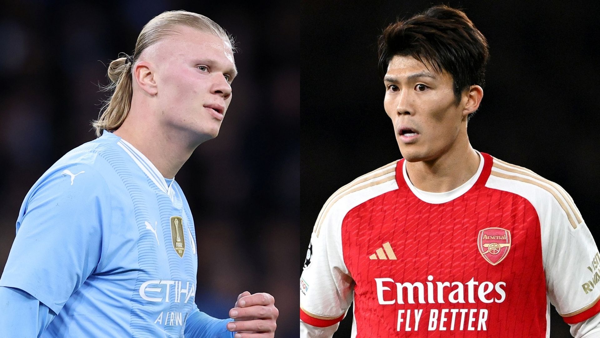 Erling Haaland Man City Takehiro Tomiyasu Arsenal